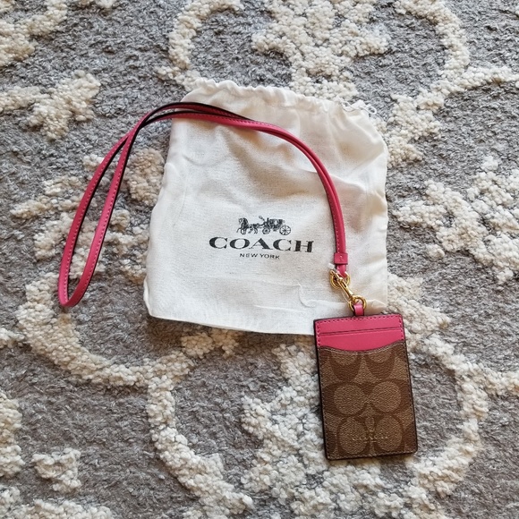 Coach Accessories - Coach Pink and Brown Lanyard NWT